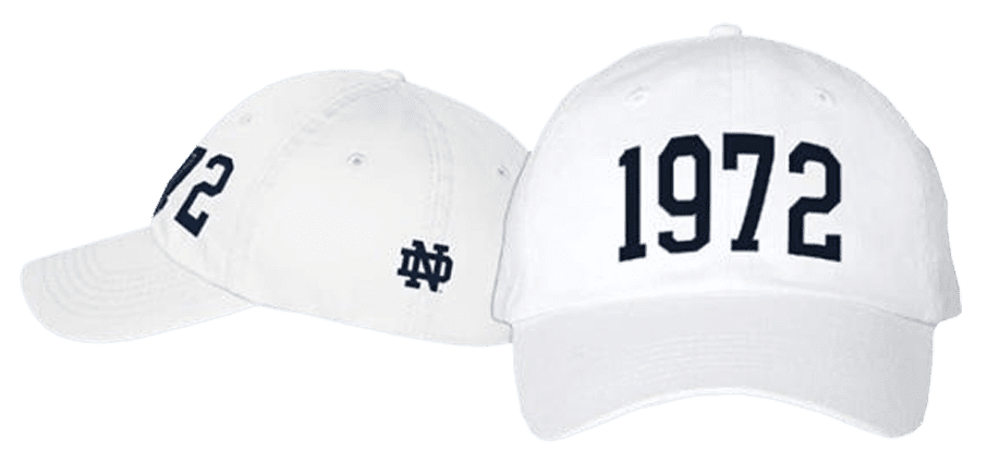 Image of 1972 Hat white with 1972 Navy Blue Block Lettering